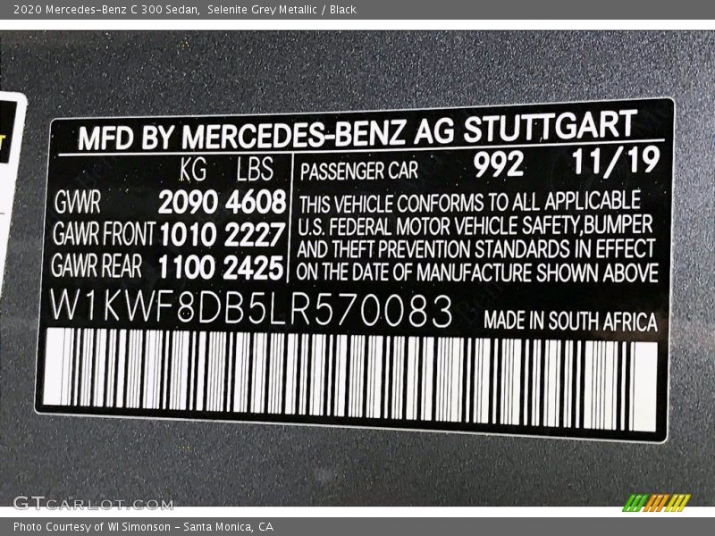 Selenite Grey Metallic / Black 2020 Mercedes-Benz C 300 Sedan