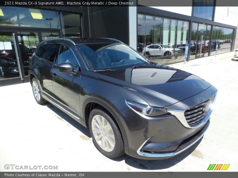 Machine Gray Metallic / Deep Chestnut 2021 Mazda CX-9 Signature AWD