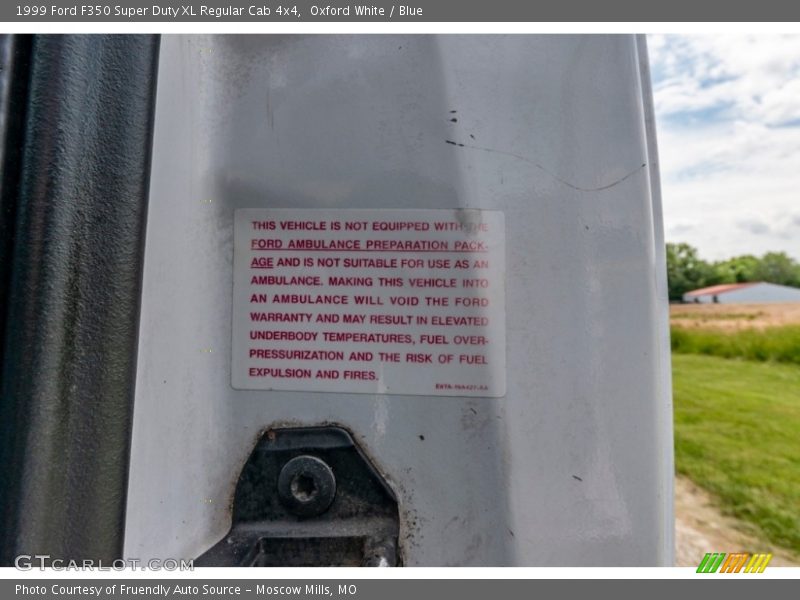 Oxford White / Blue 1999 Ford F350 Super Duty XL Regular Cab 4x4