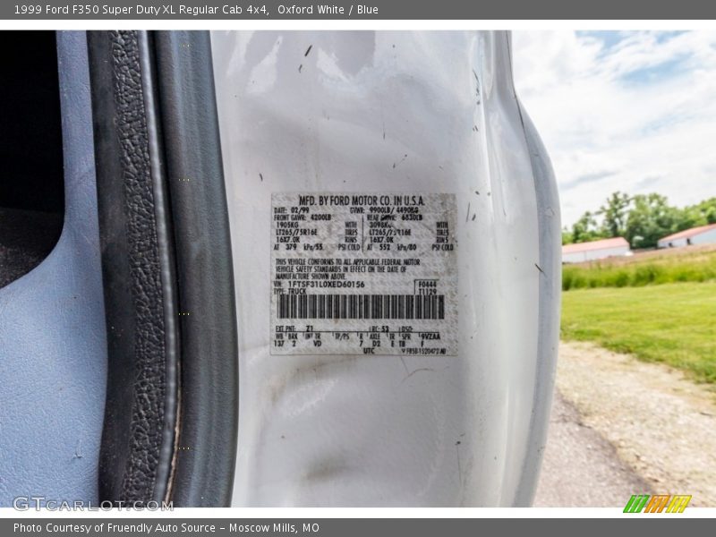 Oxford White / Blue 1999 Ford F350 Super Duty XL Regular Cab 4x4
