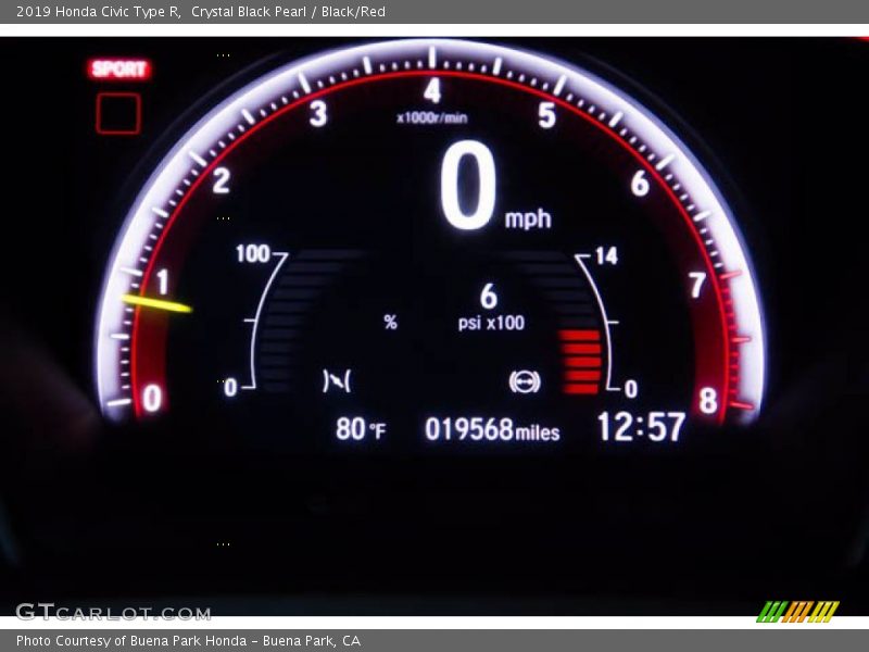 Crystal Black Pearl / Black/Red 2019 Honda Civic Type R