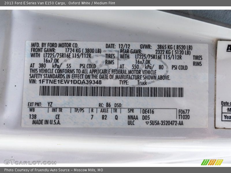 Oxford White / Medium Flint 2013 Ford E Series Van E150 Cargo