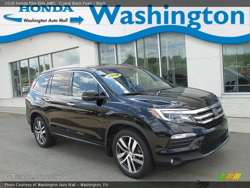 Crystal Black Pearl / Black 2018 Honda Pilot Elite AWD