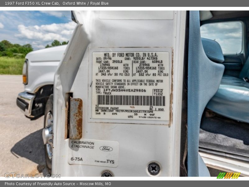 Oxford White / Royal Blue 1997 Ford F350 XL Crew Cab