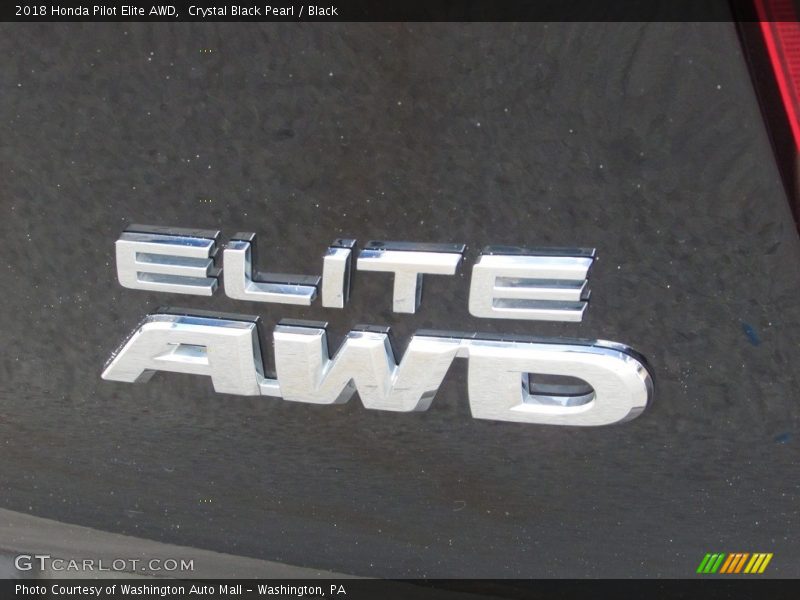 Crystal Black Pearl / Black 2018 Honda Pilot Elite AWD