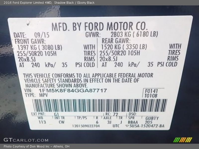 Shadow Black / Ebony Black 2016 Ford Explorer Limited 4WD