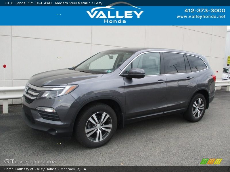 Modern Steel Metallic / Gray 2018 Honda Pilot EX-L AWD