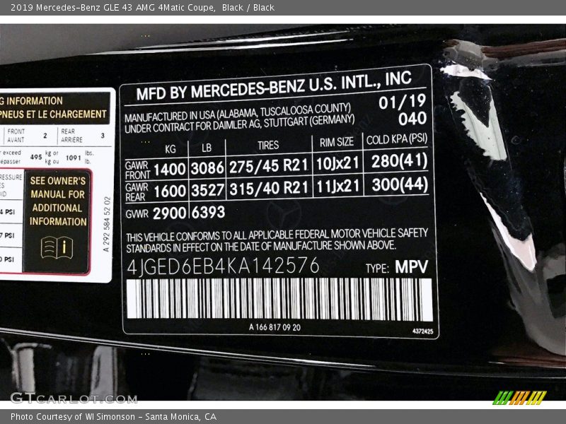 Black / Black 2019 Mercedes-Benz GLE 43 AMG 4Matic Coupe