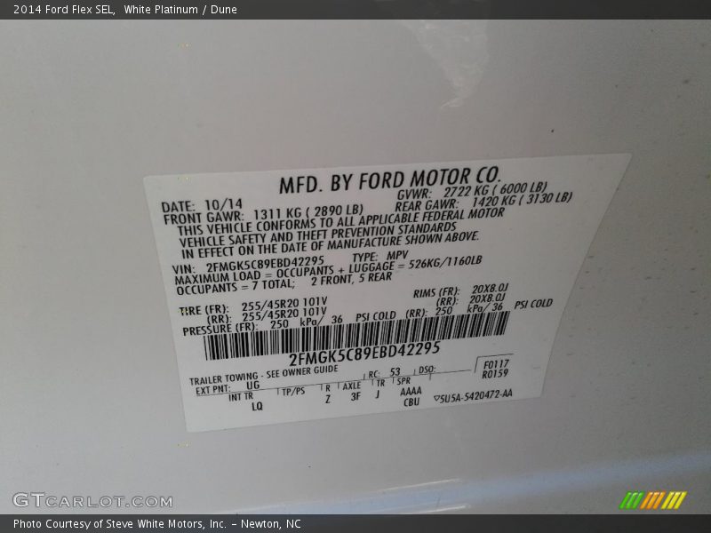 White Platinum / Dune 2014 Ford Flex SEL