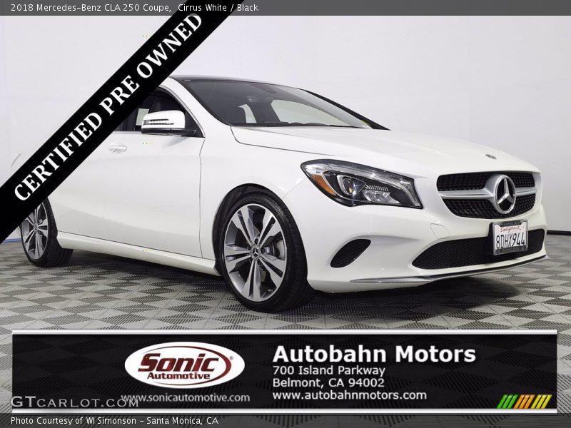 Cirrus White / Black 2018 Mercedes-Benz CLA 250 Coupe