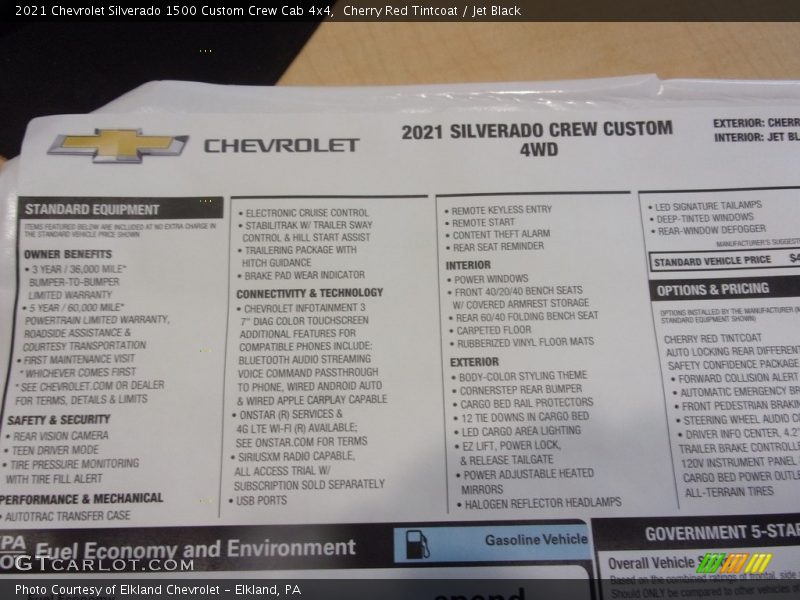 Cherry Red Tintcoat / Jet Black 2021 Chevrolet Silverado 1500 Custom Crew Cab 4x4