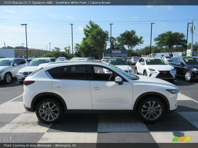 Snowflake White Pearl / Caturra Brown 2020 Mazda CX-5 Signature AWD
