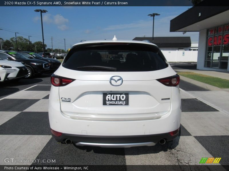Snowflake White Pearl / Caturra Brown 2020 Mazda CX-5 Signature AWD