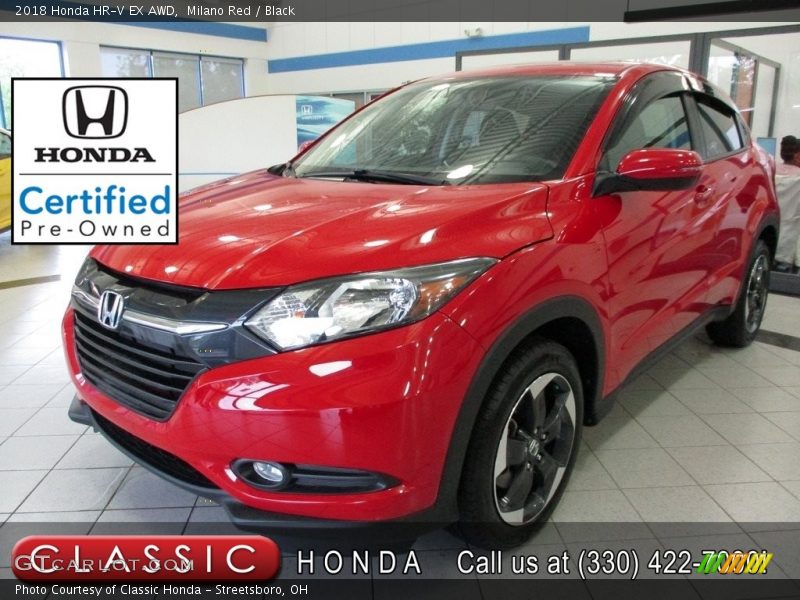 Milano Red / Black 2018 Honda HR-V EX AWD