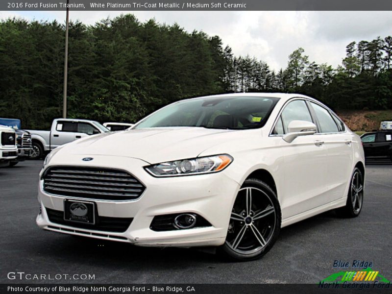 White Platinum Tri-Coat Metallic / Medium Soft Ceramic 2016 Ford Fusion Titanium