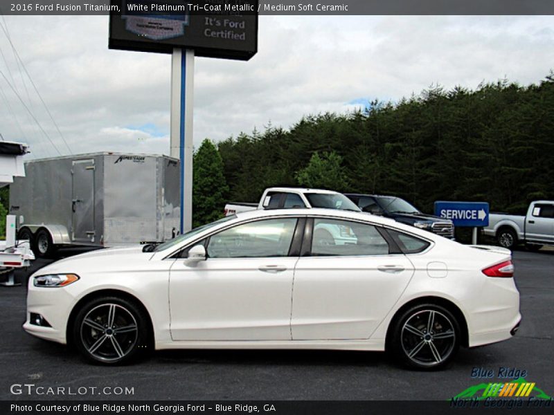 White Platinum Tri-Coat Metallic / Medium Soft Ceramic 2016 Ford Fusion Titanium