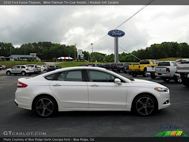 White Platinum Tri-Coat Metallic / Medium Soft Ceramic 2016 Ford Fusion Titanium