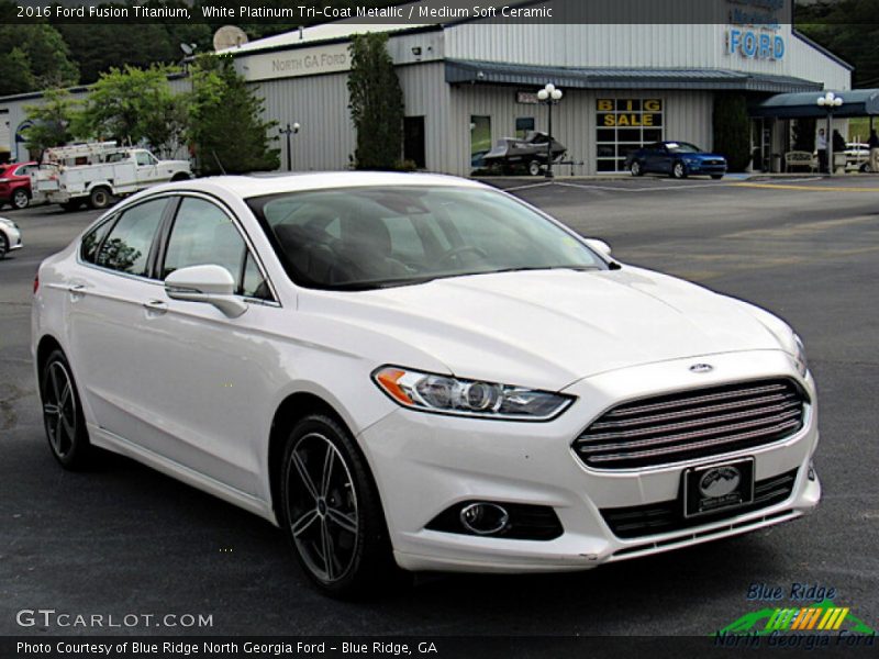 White Platinum Tri-Coat Metallic / Medium Soft Ceramic 2016 Ford Fusion Titanium