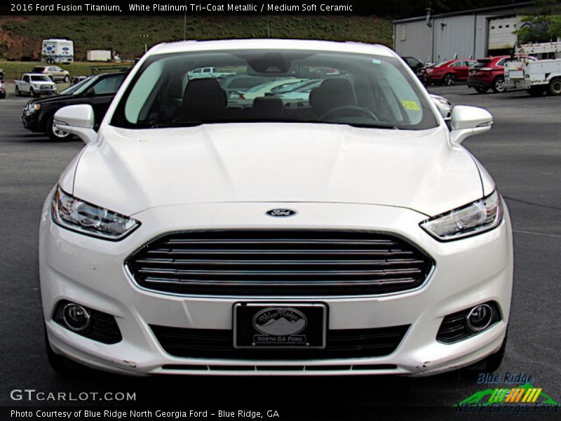 White Platinum Tri-Coat Metallic / Medium Soft Ceramic 2016 Ford Fusion Titanium