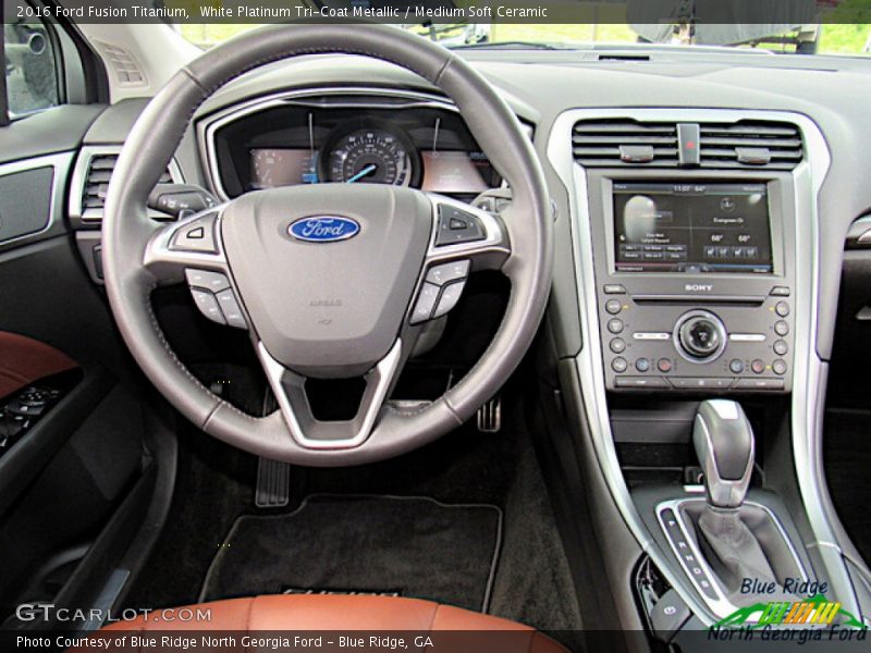 White Platinum Tri-Coat Metallic / Medium Soft Ceramic 2016 Ford Fusion Titanium