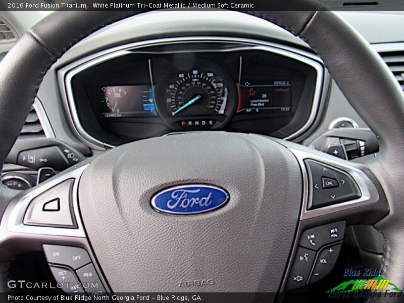 White Platinum Tri-Coat Metallic / Medium Soft Ceramic 2016 Ford Fusion Titanium