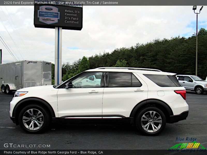 Star White Metallic Tri-Coat / Sandstone 2020 Ford Explorer Platinum 4WD