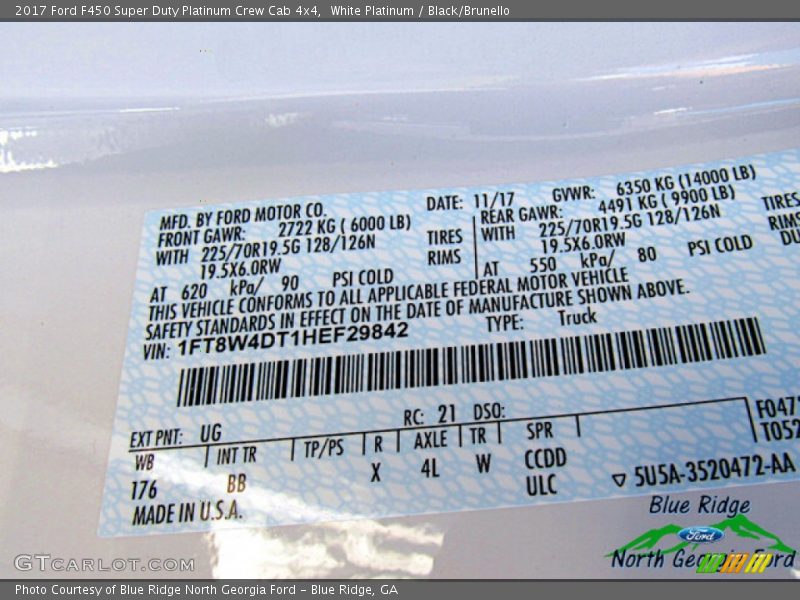 White Platinum / Black/Brunello 2017 Ford F450 Super Duty Platinum Crew Cab 4x4