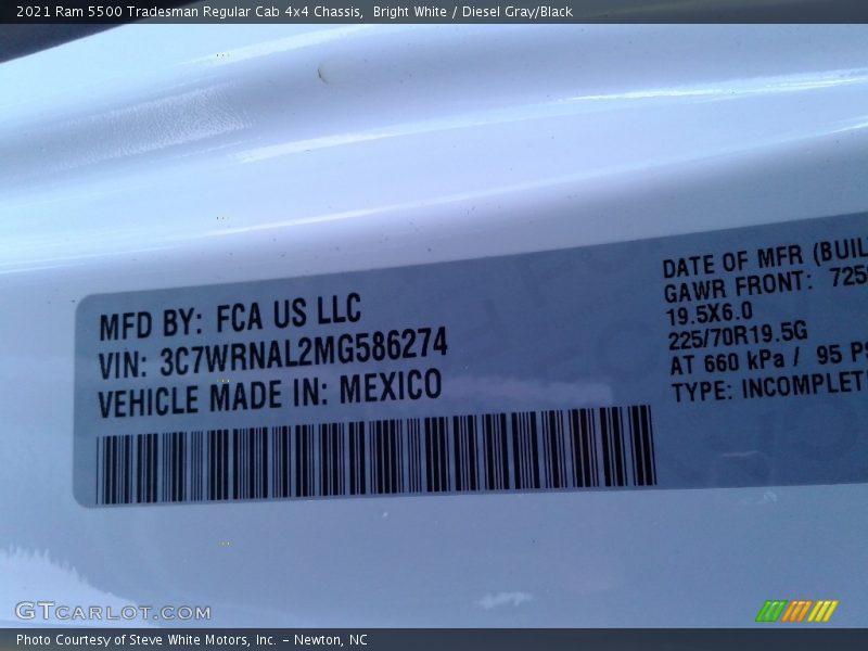 Bright White / Diesel Gray/Black 2021 Ram 5500 Tradesman Regular Cab 4x4 Chassis