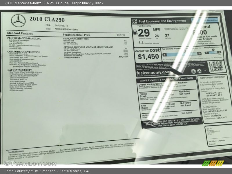 Night Black / Black 2018 Mercedes-Benz CLA 250 Coupe