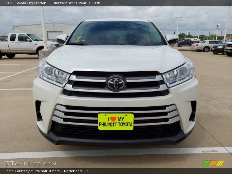 Blizzard White Pearl / Black 2018 Toyota Highlander LE