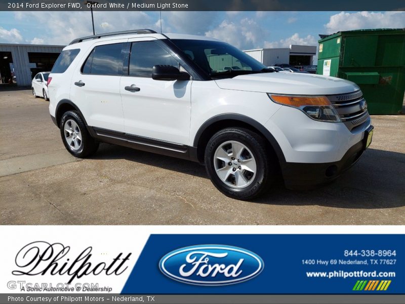 Oxford White / Medium Light Stone 2014 Ford Explorer FWD
