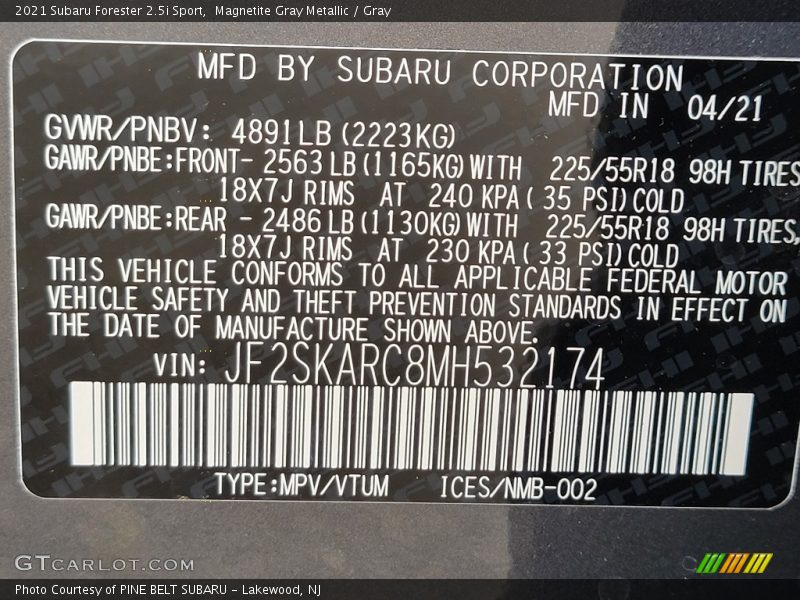 Magnetite Gray Metallic / Gray 2021 Subaru Forester 2.5i Sport