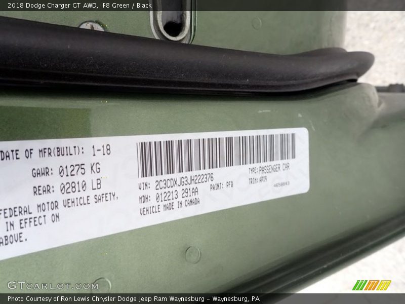 F8 Green / Black 2018 Dodge Charger GT AWD