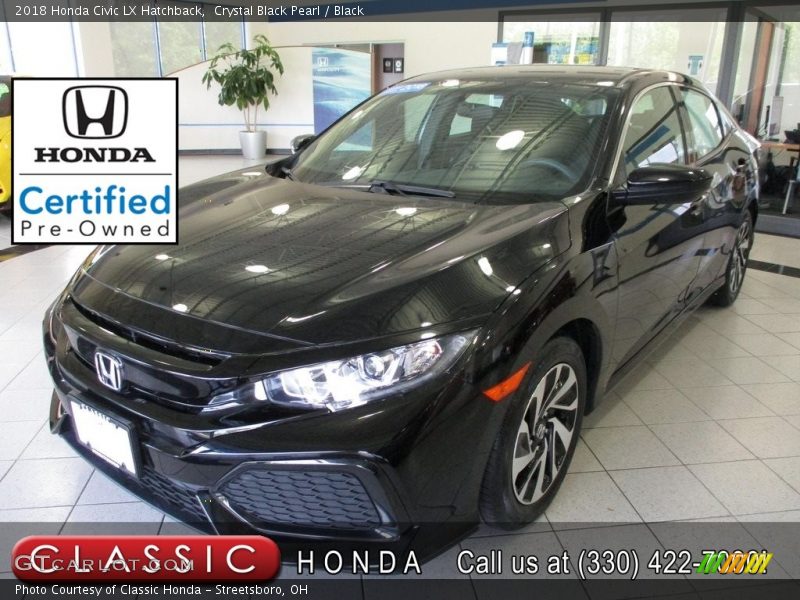 Crystal Black Pearl / Black 2018 Honda Civic LX Hatchback