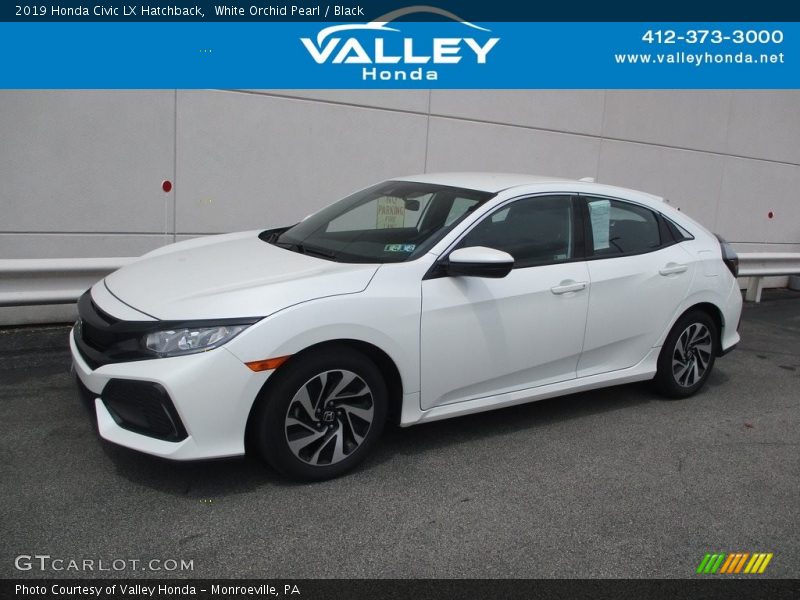 White Orchid Pearl / Black 2019 Honda Civic LX Hatchback