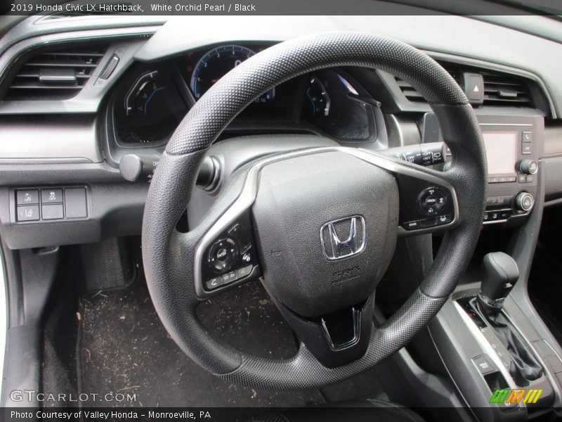 White Orchid Pearl / Black 2019 Honda Civic LX Hatchback
