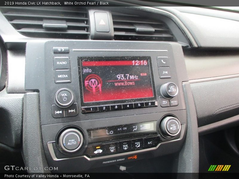 White Orchid Pearl / Black 2019 Honda Civic LX Hatchback