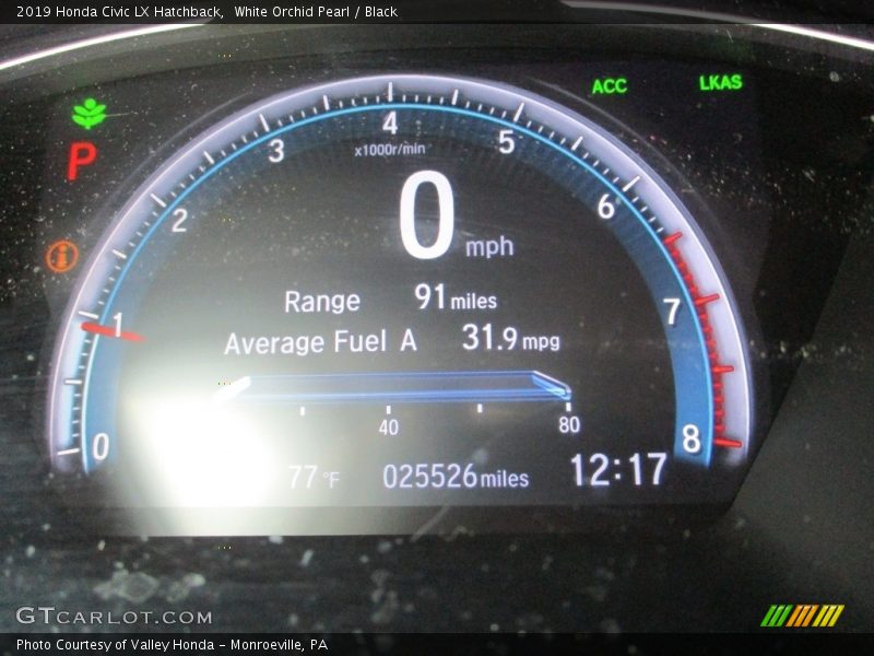 White Orchid Pearl / Black 2019 Honda Civic LX Hatchback