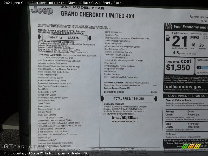 Diamond Black Crystal Pearl / Black 2021 Jeep Grand Cherokee Limited 4x4