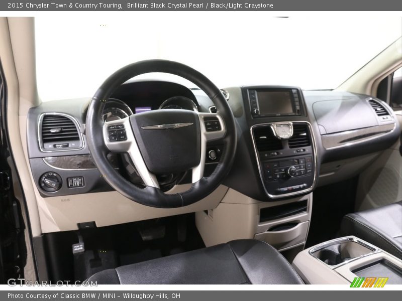 Brilliant Black Crystal Pearl / Black/Light Graystone 2015 Chrysler Town & Country Touring