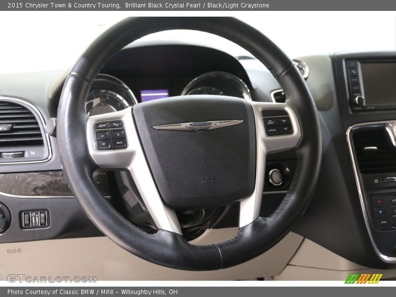 Brilliant Black Crystal Pearl / Black/Light Graystone 2015 Chrysler Town & Country Touring