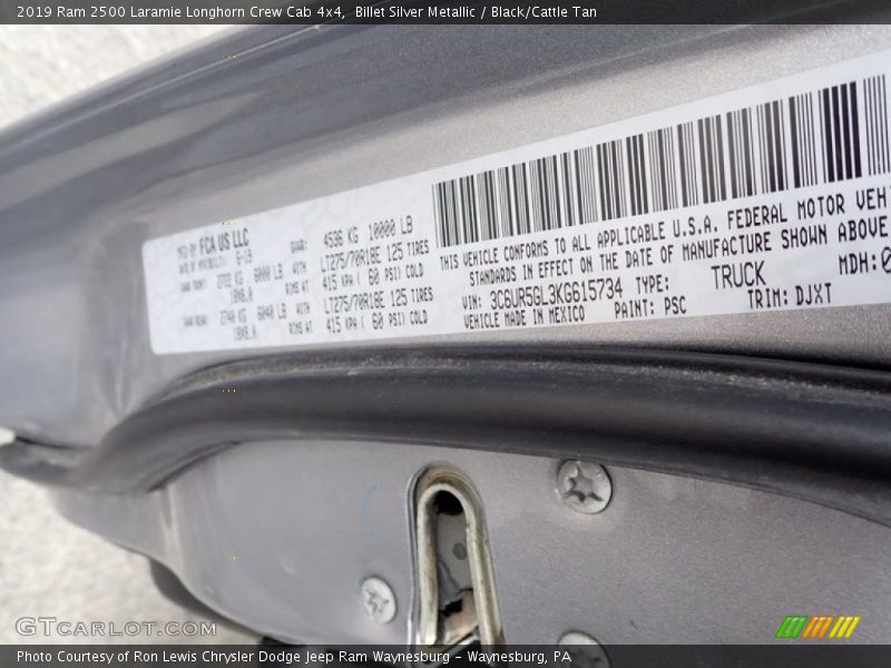 Billet Silver Metallic / Black/Cattle Tan 2019 Ram 2500 Laramie Longhorn Crew Cab 4x4