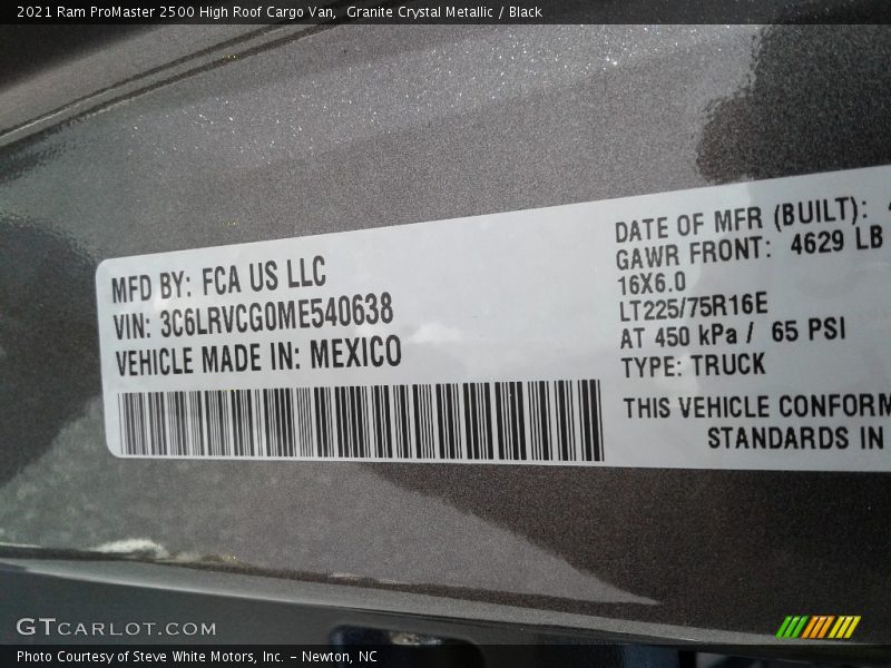 Granite Crystal Metallic / Black 2021 Ram ProMaster 2500 High Roof Cargo Van