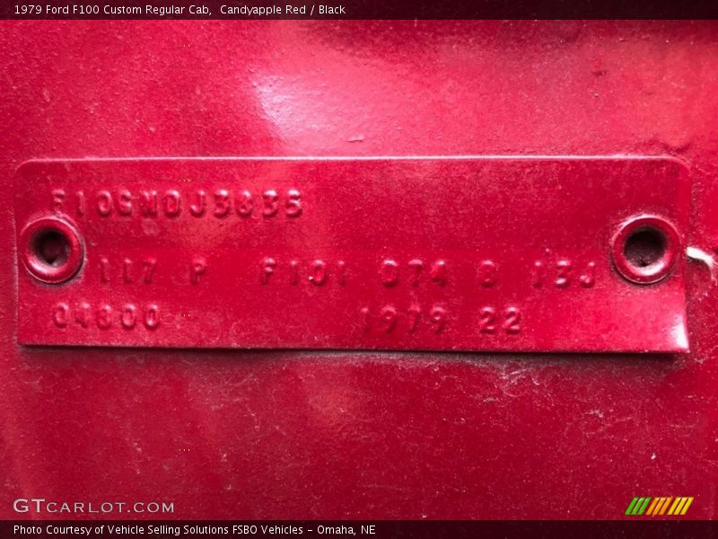 Candyapple Red / Black 1979 Ford F100 Custom Regular Cab