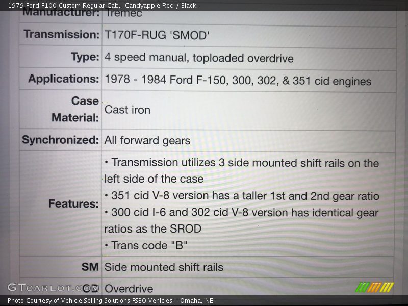 Candyapple Red / Black 1979 Ford F100 Custom Regular Cab
