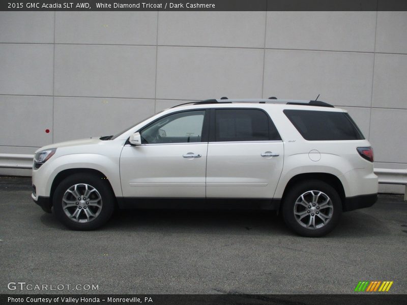 White Diamond Tricoat / Dark Cashmere 2015 GMC Acadia SLT AWD