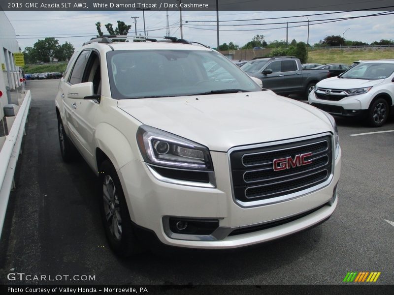 White Diamond Tricoat / Dark Cashmere 2015 GMC Acadia SLT AWD