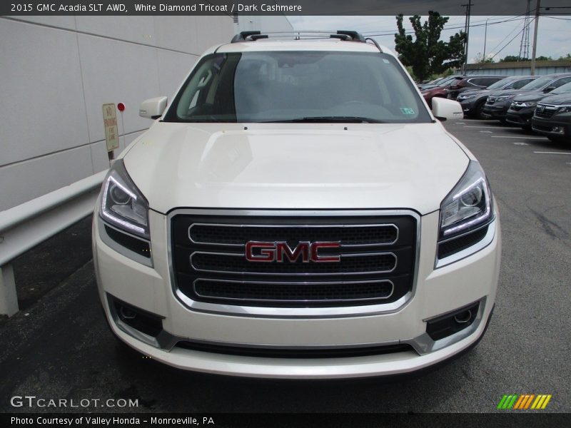 White Diamond Tricoat / Dark Cashmere 2015 GMC Acadia SLT AWD