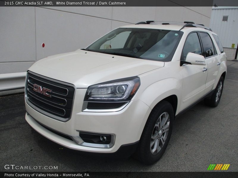White Diamond Tricoat / Dark Cashmere 2015 GMC Acadia SLT AWD