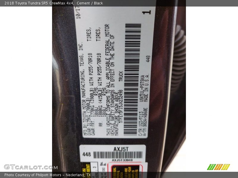 Cement / Black 2018 Toyota Tundra SR5 CrewMax 4x4